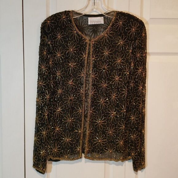 VNTG Mark & John Black n Gold Silk Jacket - Picture 6 of 8